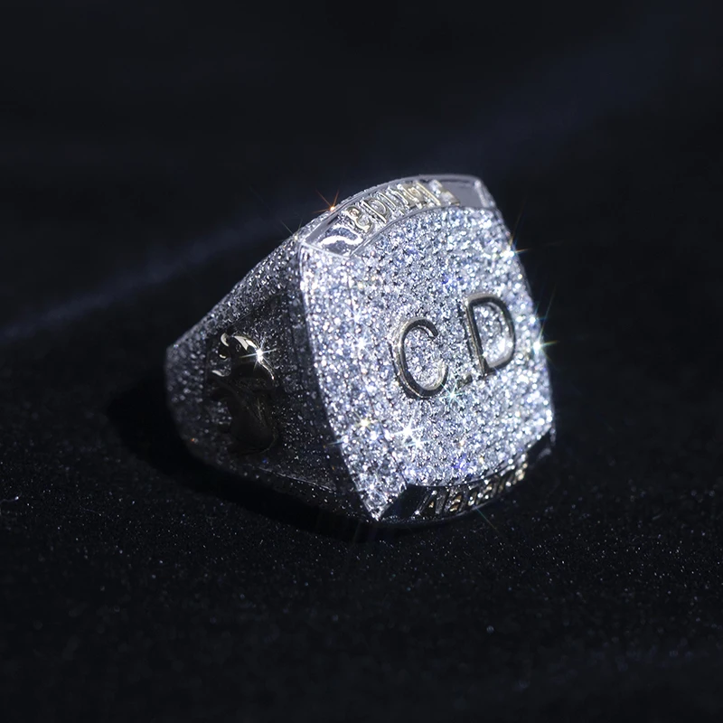 JEWE Custom Design Champion Ring  Moissanite Lab Diamond 925 Silver 18k 14k 10k Gold Personalized Ring for Men's Jewerly