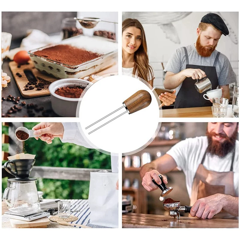 

Мешалка Для кофе эспрессо, инструмент для перемешивания кофе, профессиональный ручной инструмент для бариста, ручка из натурального дерева
