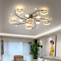 modern style crystal gold led chandelier for living room bedroom dining room kitchen design ceiling lamp remote control light