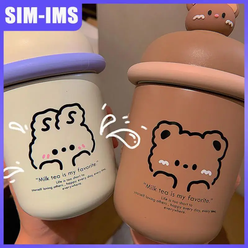 Cute Pig Thermos Cup Bear Rabbit Duck Children With Straps High Value With Cover Convenient To Carry To Send Sen Thermos Cup