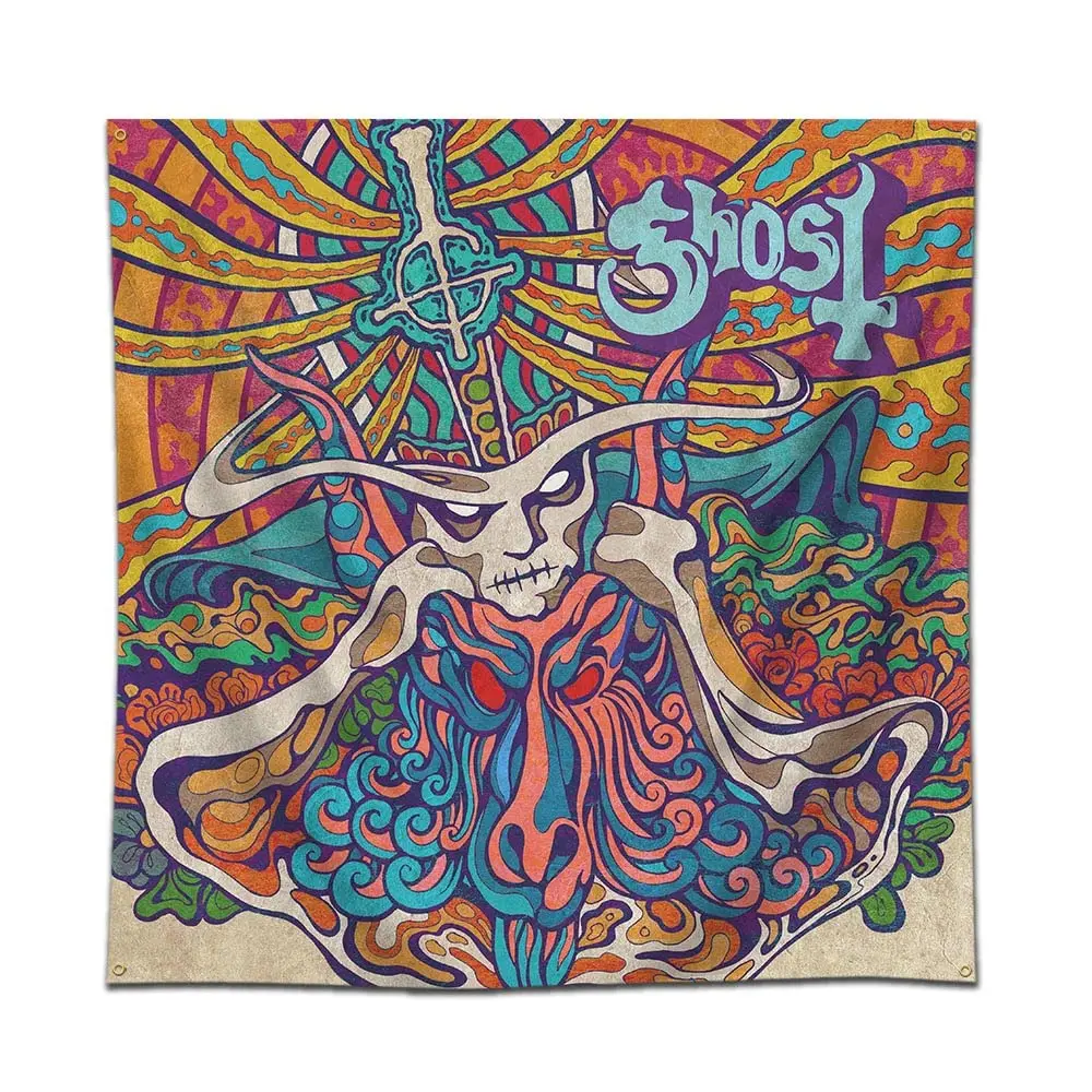 

HOKIDO GHOST with Satanic Panic Flag Tapestry Banner Outdoor Bedroom Garage Dorm Decoration Tapestry Home Dorm Dream Decoration