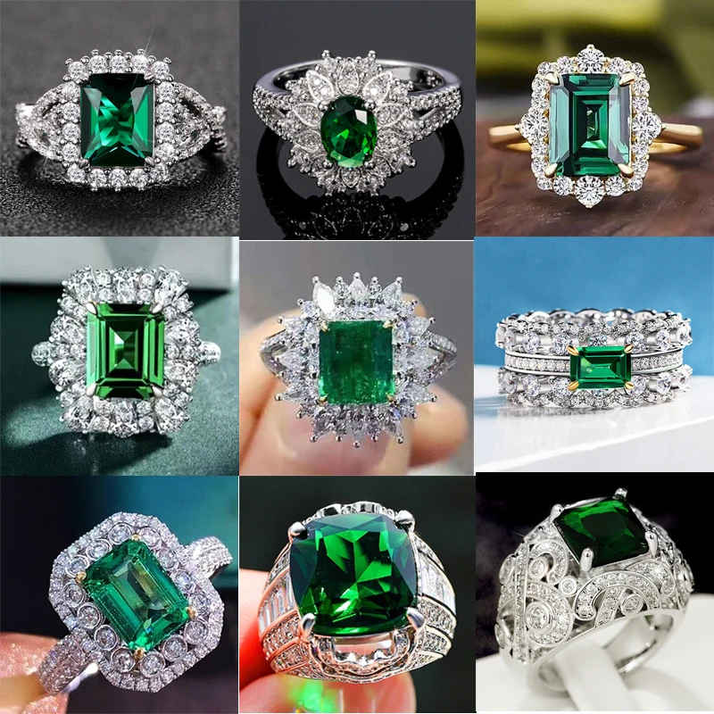 

Huitan Gorgeous Square Shaped Green Cubic Zirconia Wedding Ring for Women Anniversary Party Temperament Accessory Trendy Jewelry
