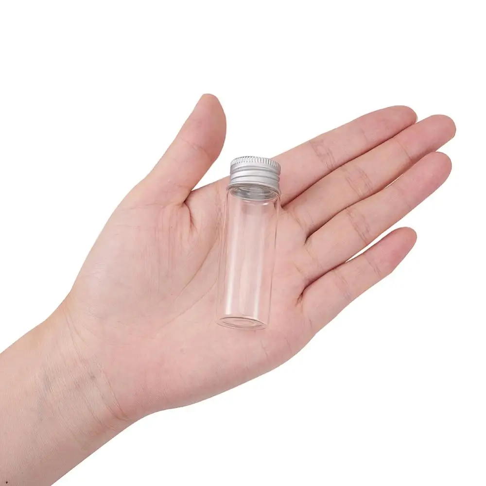 15ml Small Clear Glass Bottles with Screw Aluminum Cap Empty Sample Jars for Jewelry Beads Containers Spice Candy Crafts Vials