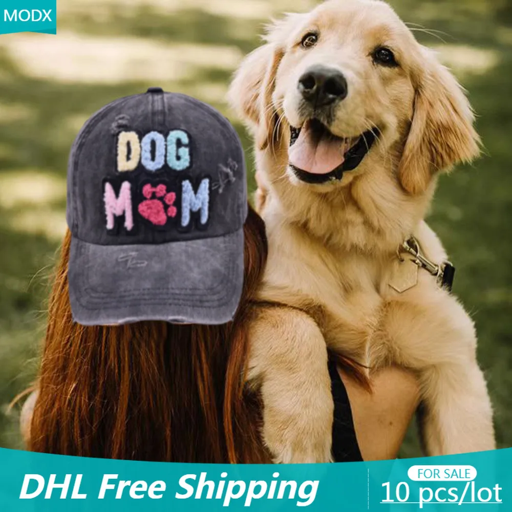 

10 PCS Wholesale Women Baseball Caps Soft Cotton Washed Femme Headgear Casual Colorful DOGMM Patch Embroidery Lady Hat Bulk 8211