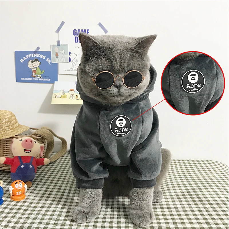 

Winter Kitten Hoodies Luxury Sphynx Cat Sweater British Shorthair Garment Dogs Jersey Suitable For Small Domestic Pets Clothes