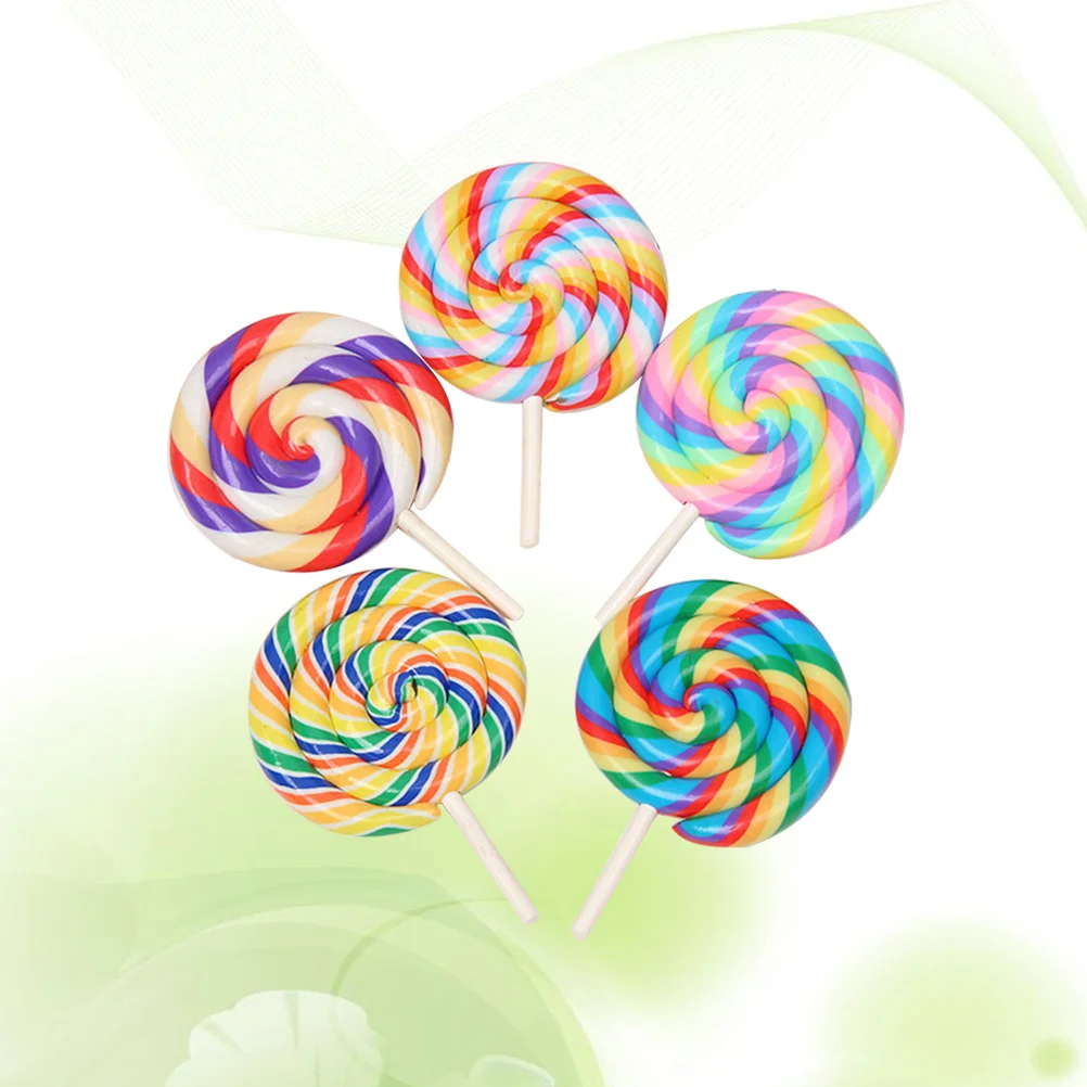 

Lollipop Clay Candy Charms Lollipopsdessertspolymer Sculpture Pendant Artificial Diy Model Craft Photo Decoration Fake Props Toy