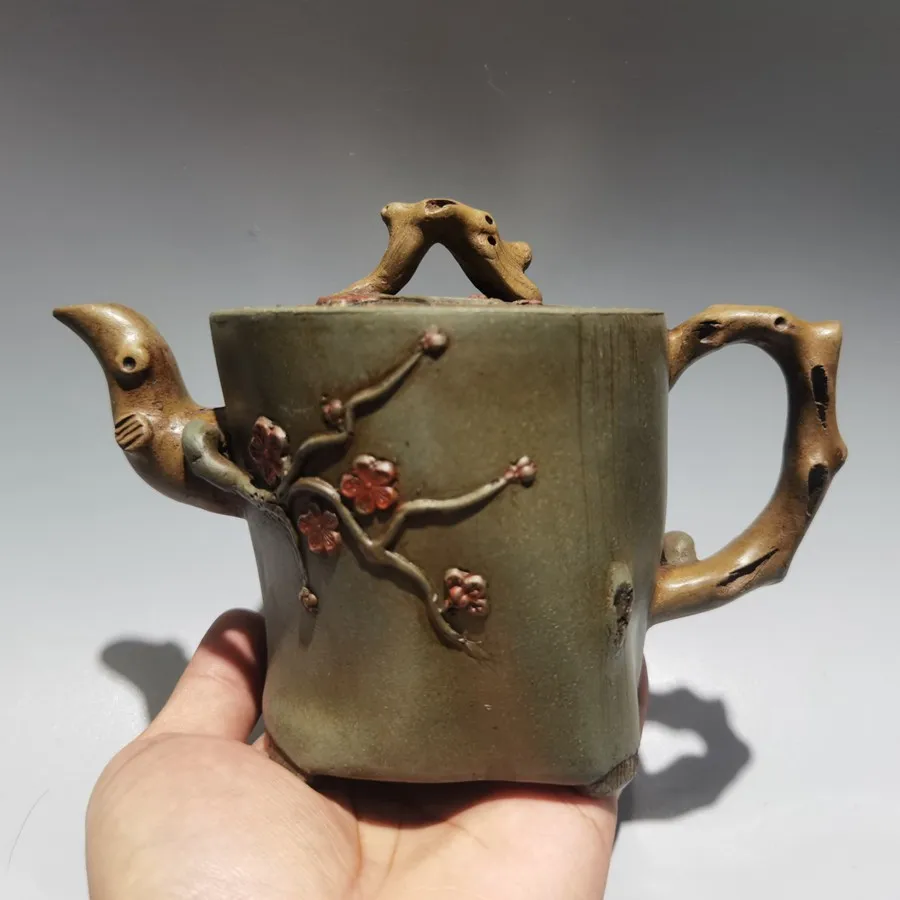 

Китайские исинские фиолетовые глиняные чайные горшки, зеленая грязь ручной работы, слива, горшок для деревьев, чайный набор Chen Mingyuan 420 мл