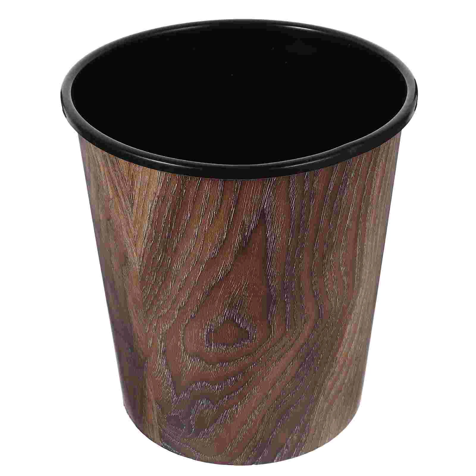 

Imitation Wood Grain Trash Can Office Garbage Can Kitchen Waste Basket Bathroom Garbage Container