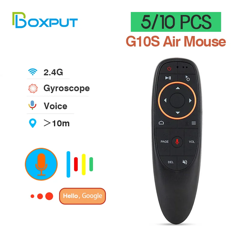 

5/10pcs G10s Wireless Air Mouse 2.4G Voice Control Remote with Gyroscope Remote IR Learning for Android TV Box PC