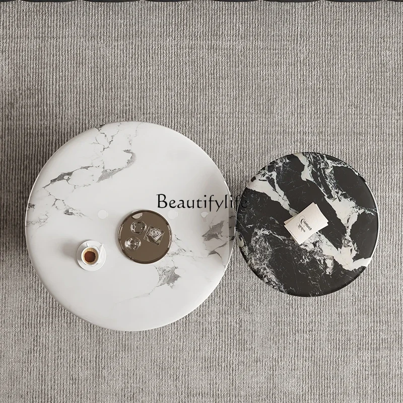 Итальянский светлый роскошный размер круглый журнальный столик минималистичный