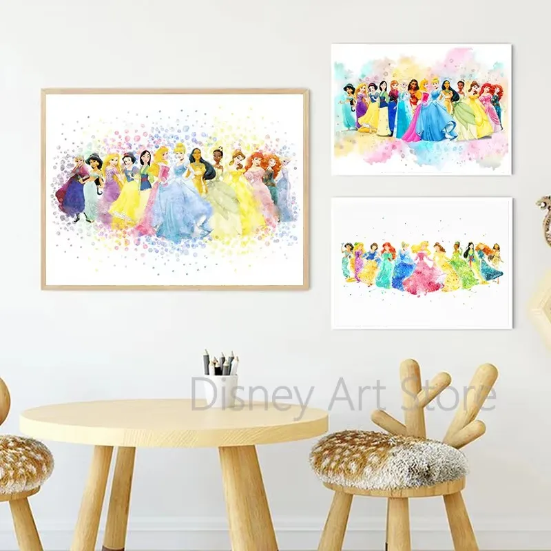 Акварельная принцесса художественные принты плакат Золушки Диснея