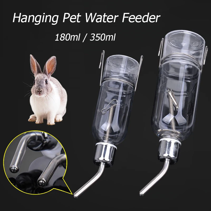 

Plastic Water Feeder Bottle Hanging Auto Dispenser Drinker Hamster Small Pets Dog Drinking Stainless Steel Head Pipe Fountain