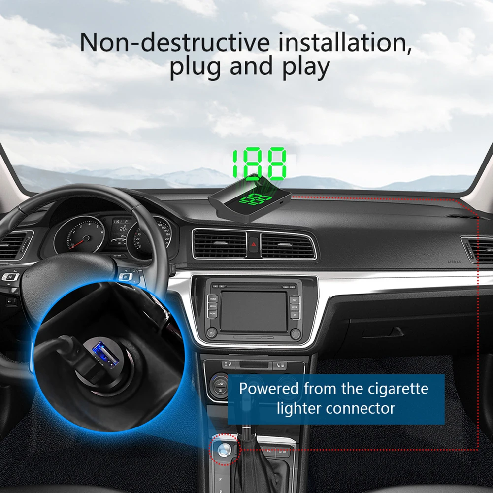 

Head Up Display GPS Speedometer Speed KMH Digital HUD Windshield Projector Speed Meter Clock Gauge Digital Electronic Accessorie