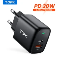 topk b15 b2 20w quick charge 4 0 3 0 qc pd charger for iphone 13 12 pro max support type c pd fast charging for samsung xiaomi