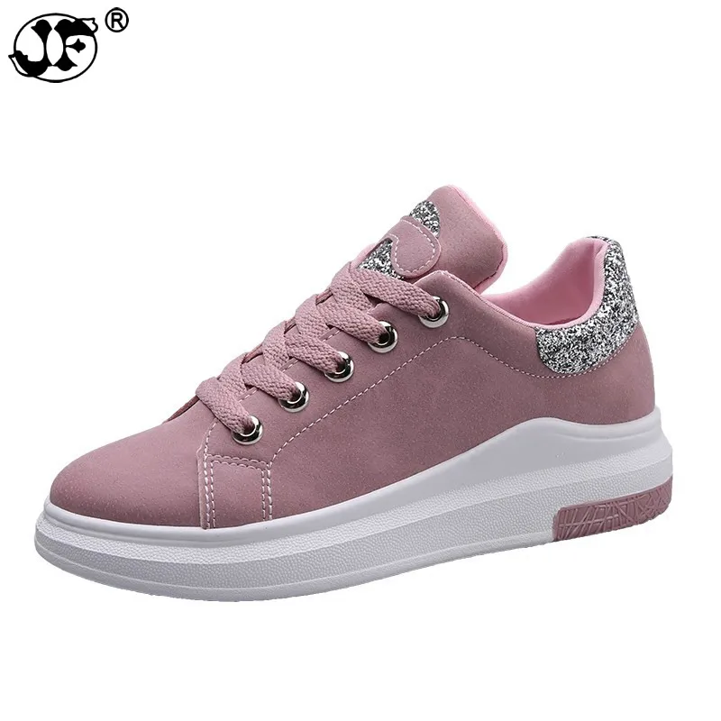 

New Autumn Women Casual Shoes Bling Platform Lace Up Flats Woman Breathable Walking Students Shoes Zapatos Mujer Elevator