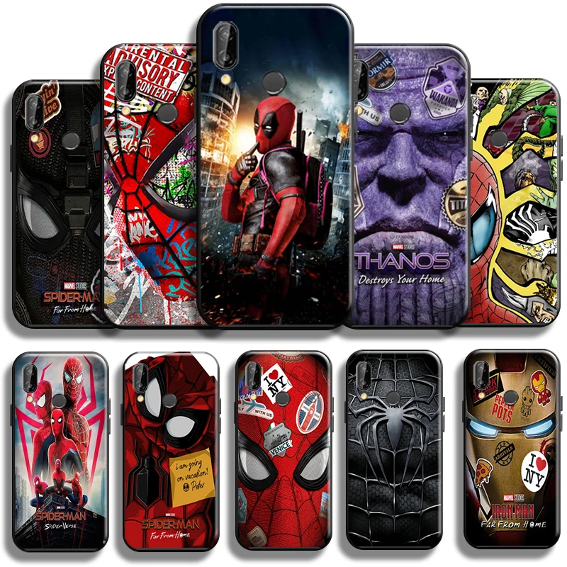 

Marvel Spiderman Iron Man Phone Case For Huawei P20 Pro P20 Lite Cases Coque Carcasa Soft Shell TPU Cover Black
