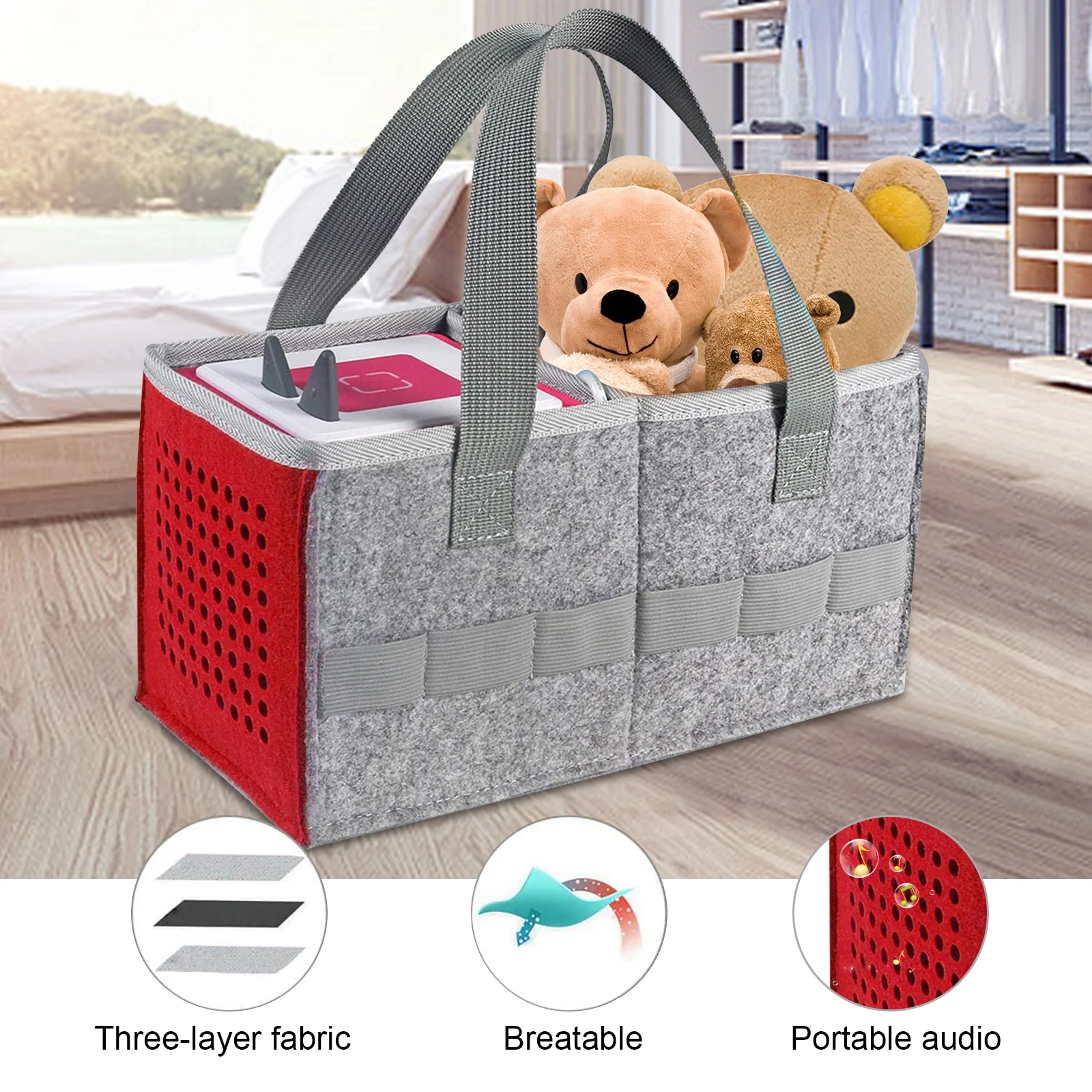 

Portable Travel Carrying Case Felt Cloth Foldable Storage Bag Pouch Cover Shell Handbag For Tonies Toniebox Starter Set Speaker