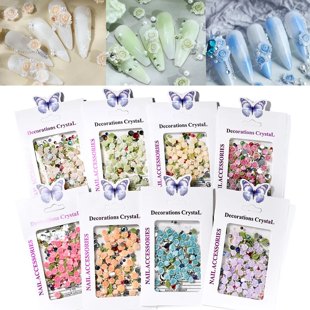 3D камеллии розы цветы искусственные ногти для акриловых ногтей жемчужные