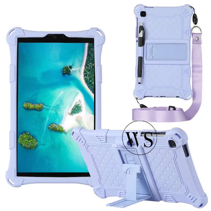 

Tablet Case For Samsung Tab A7 Lite 8.7inch Silicone Protective Case for SM-T220 T225 All-Inclusive Drop-Proof Case with lanyard