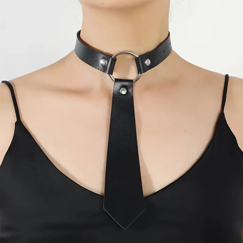 Женский ошейник из искусственной кожи в стиле галстука колье-чокер ретро