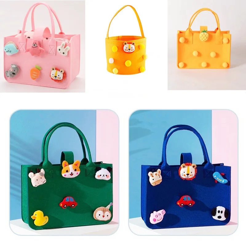 

Новая креативная Милая мультяшная утолщенная фетровая Сумка-тоут, выходная легкая вместительная сумка для покупок, сумка для хранения, кош...