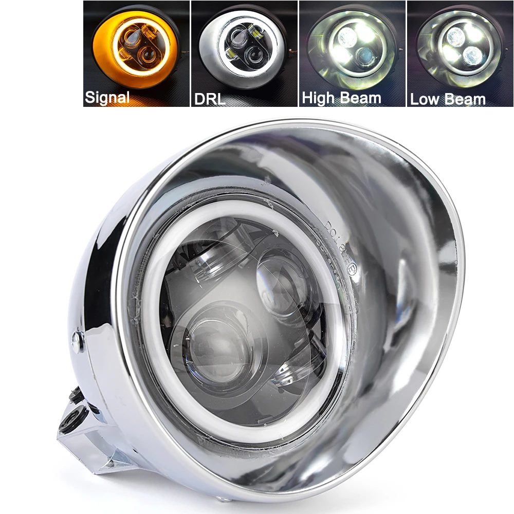 

5/5,75/7/7,5-дюймовая светодиодная фара дальнего/ближнего света для Harley Sportster 1200 883 Bobbers Touring Scrambler, налобный фонарь Cafe Racer