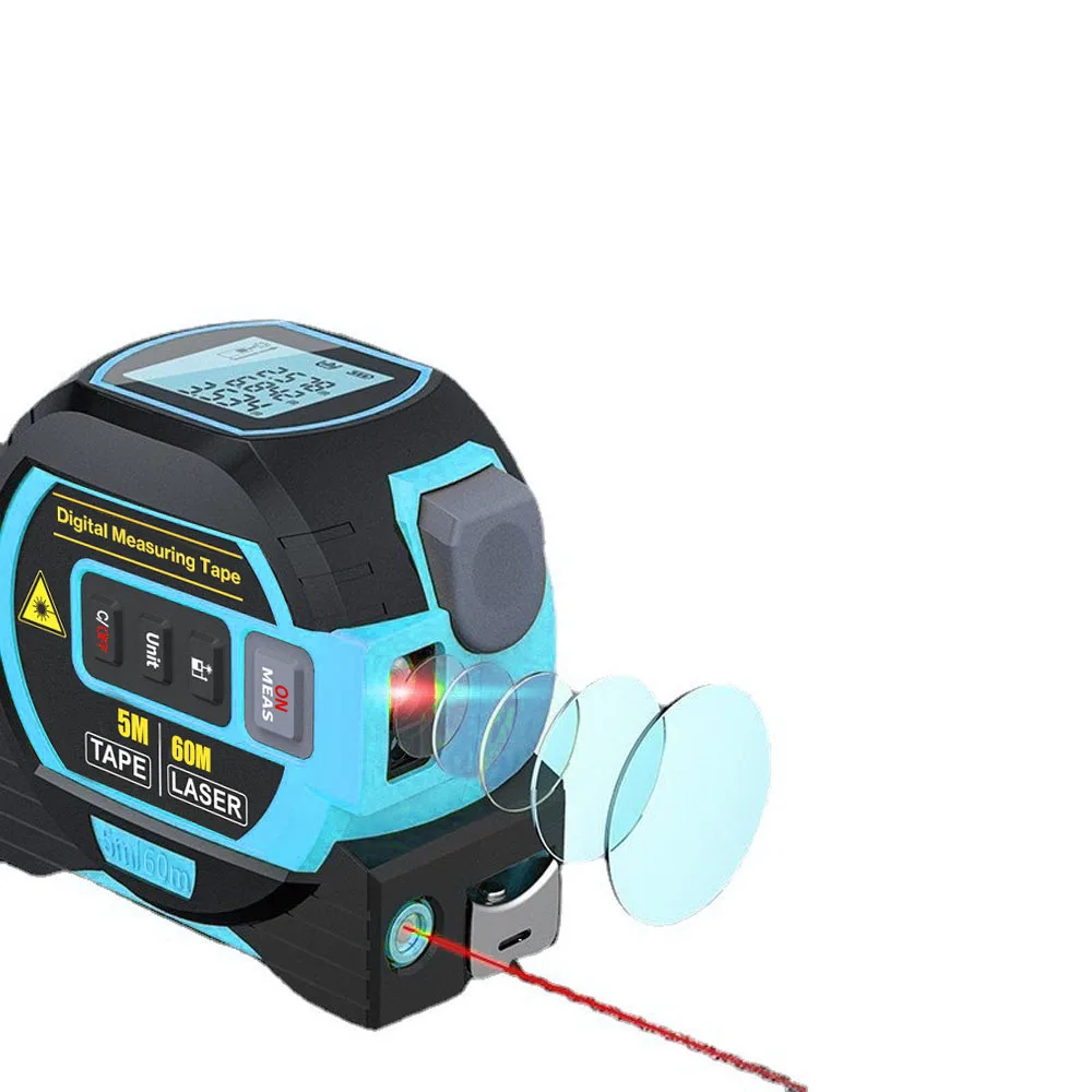 3in1 Laser Rangefinder 5m Tape Measure Ruler LCD Display with Backlight Distance Meter Building Device Area Volumes Surveying images - 6