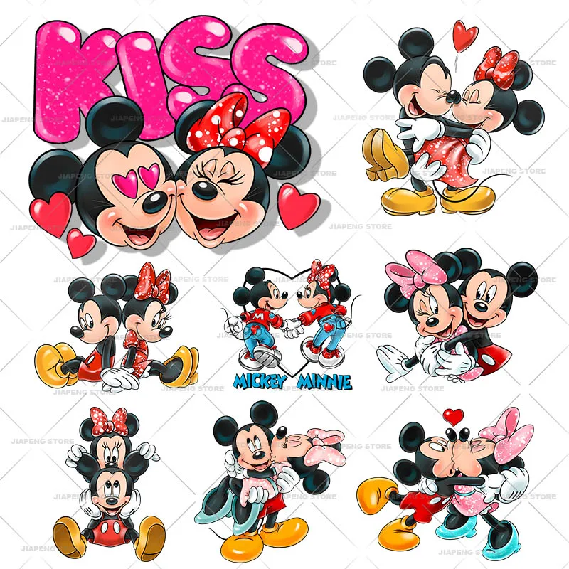 Mickey Minnie Mouse Stickers for Woman Clothes Disney Iron-on Transfers on Lovers Clothing Appliques Print Patches on Bags DIY