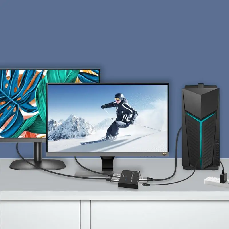 

Коммутатор HDMI, совместимый с 2,1 2 в 1, ультраскоростной 48 Гбит/с, 8K @ 60 Гц, 4K @ 120 Гц, переключатель-адаптер с кнопкой переключения для проектора HDTV