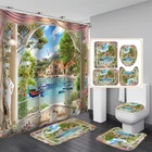 Водонепроницаемая душевая занавеска для купания с 12 крючками, чехлы для туалета, коврик для ванной, нескользящий коврик, ковер, аксессуары для ванной комнаты