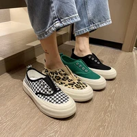 brand women canvas shoes 2022 fashion sneakers leopard slip on low cut womens vulcanized shoes ladies flats casual woman shoes