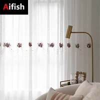 2022 new french luxury romance curtains for living room double layer tulle gauze curtain bedroom rose bead embroidered drapes z