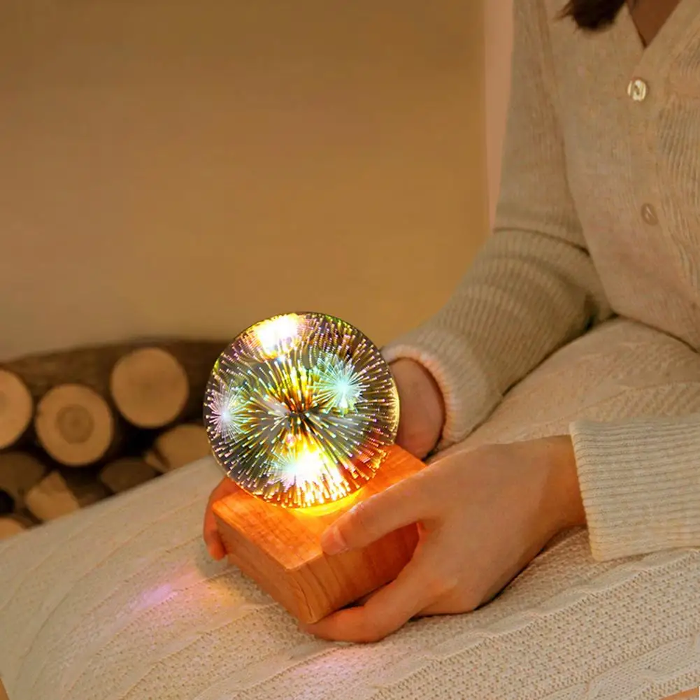 

3D Firework Luminous Led Crystal Ball Lamp Romantic Starry Sky Night Light Bedside Table Atmosphere Lights Home Decoration