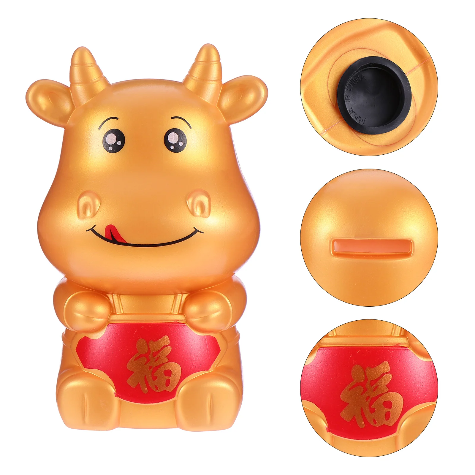 

Bank Piggy Cow Coin Ox Saving Decorative Ornament Pot Animal Cattle New Year Figurine Zodiac Nursery Cion Kids Money