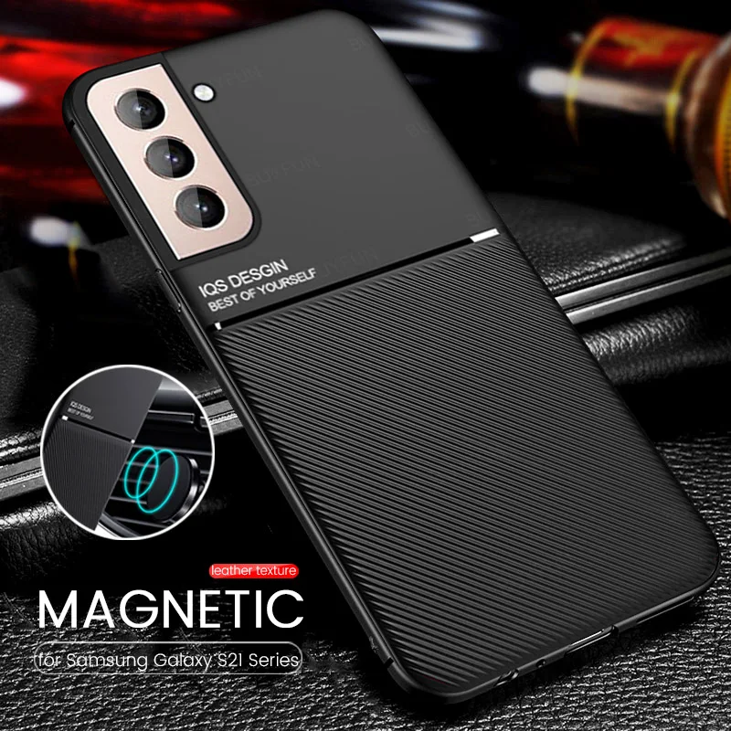 

leather texture phone covers for samsung galaxy s21 fe s22 s 22 21 ultra s22+ case car magnetic holder silicone shockproof coque