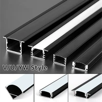 1mpcs vuyw style led aluminum profile recessed linear channel with blackmilky cover holder corner home decor bar strip light