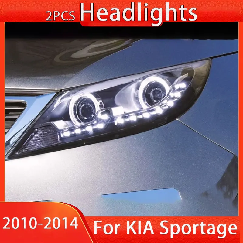 Светодиодная фара для KIA Sportage 2010-2014 Фары DRL Указатель поворота Дальнего света