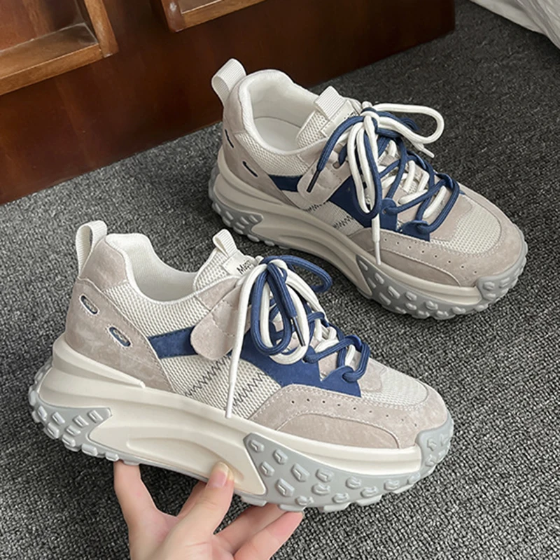 Женские кроссовки на платформе Повседневная Уличная обувь удобные шнуровке для