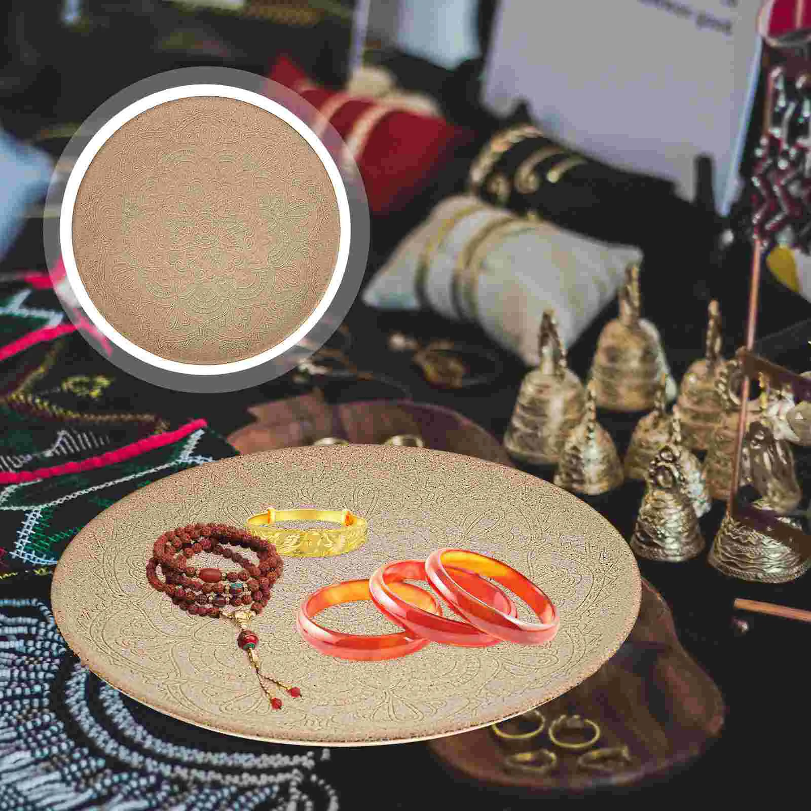 

Tray Wood Jewelry Serving Round Dish Snack Plate Plates Fruit Vanity Wooden Holder Platter Kitchen Ottoman Tableware Party Table