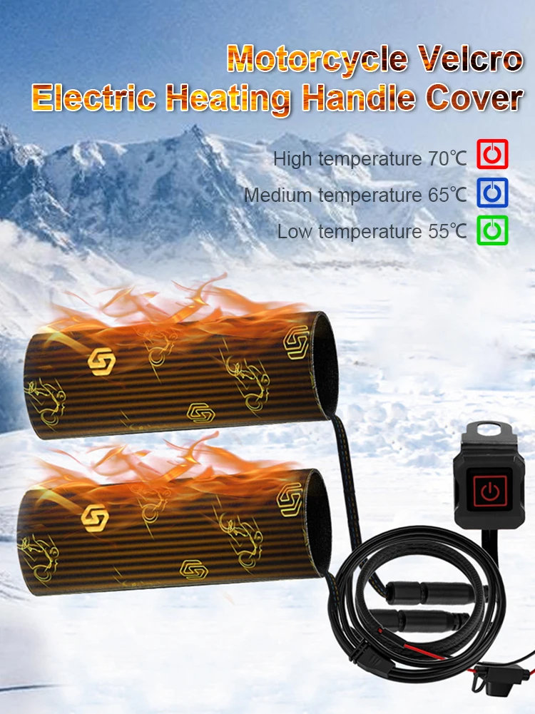 

Universal Electric Heated Handlebar Grip Pad 12V Heating Handlebar 3 Heats Winter Grip Heater Warmer ATV Motorcycle Accessories