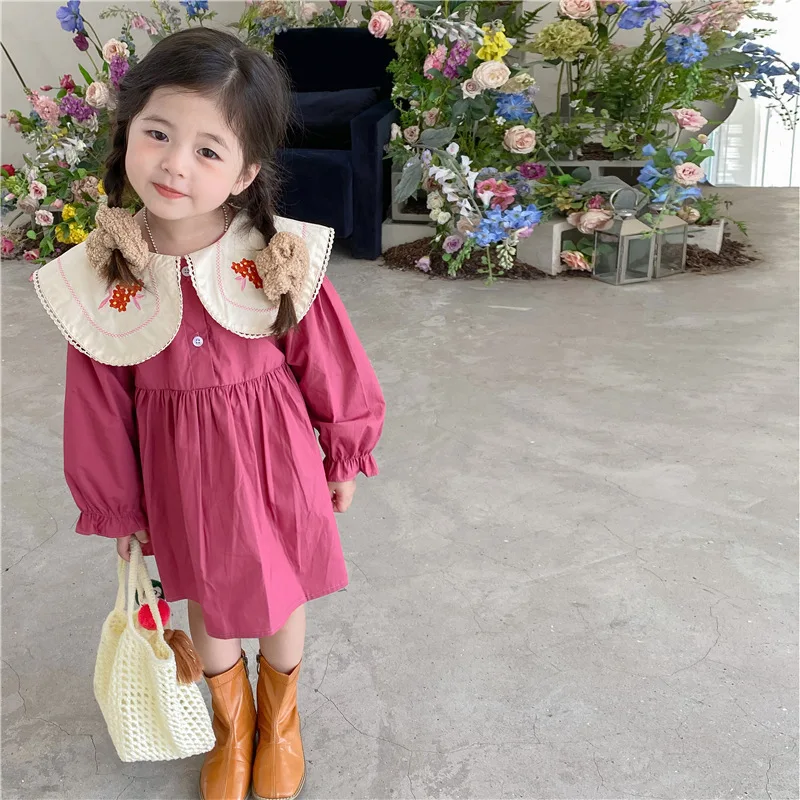 

RiniKinda Autumn Children Clothing New Embroidery Children Dress Kids Baby Girls Dress Long Sleeve Princess Dress Child Dress