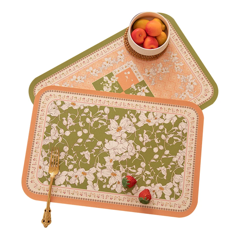 

Pastoral household western food mat wash-free tasteless leather mat anti-scalding heat insulation mat coffee table mat coasters