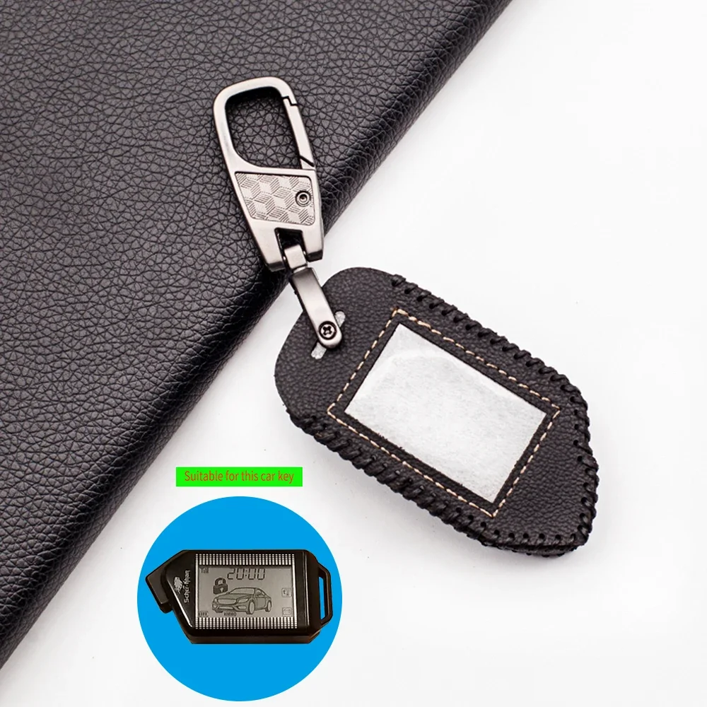 Двусторонний ЖК-пульт дистанционного управления, 100% кожаный чехол для ключей для Sher-khan Mobicar A Mobicar B, русская версия, 2-сторонняя автомобильная сигнализация