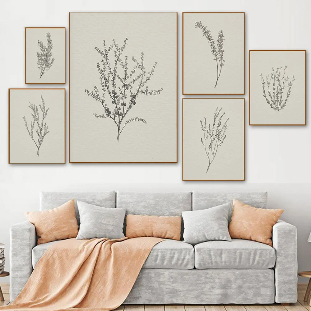 

Ботанический плакат с принтом абстрактных листьев, холст, живопись, винтажная бежевая Настенная картина, Современный домашний декор для гостиной