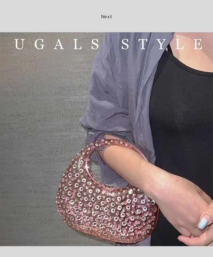 Luxury Designer Transparent Acrylic Women Handbag Crystal Shiny Rhinestones Diamonds Evening Bag Wedding Party Clutch Purse