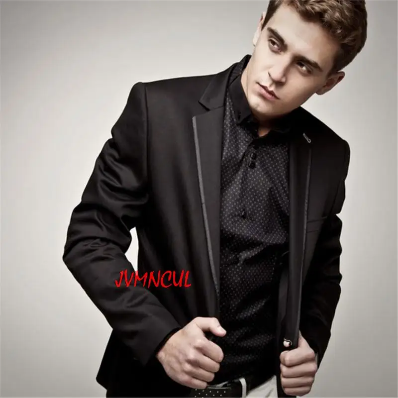 

Black Summer Mens Dinner Party Prom Suit (Jacket+Pant+Tie) Groom Tuxedos Groomsmen Wedding Blazer Suits For Men Stylish