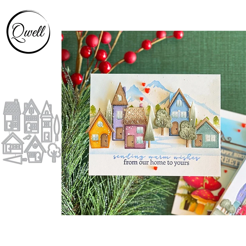 QWELL теплый дом высекальные штампы деревья птица высечка для DIY Скрапбукинг крафт