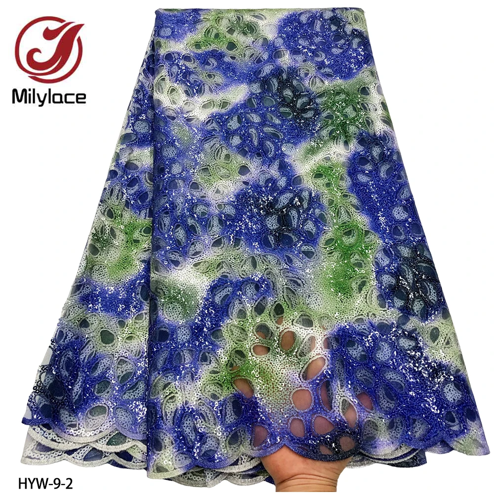 

Latest African Net Lace Fabric High Quality Sequins Nigerian Lace Fabrics French Tulle Lace Material for Party HYW-9