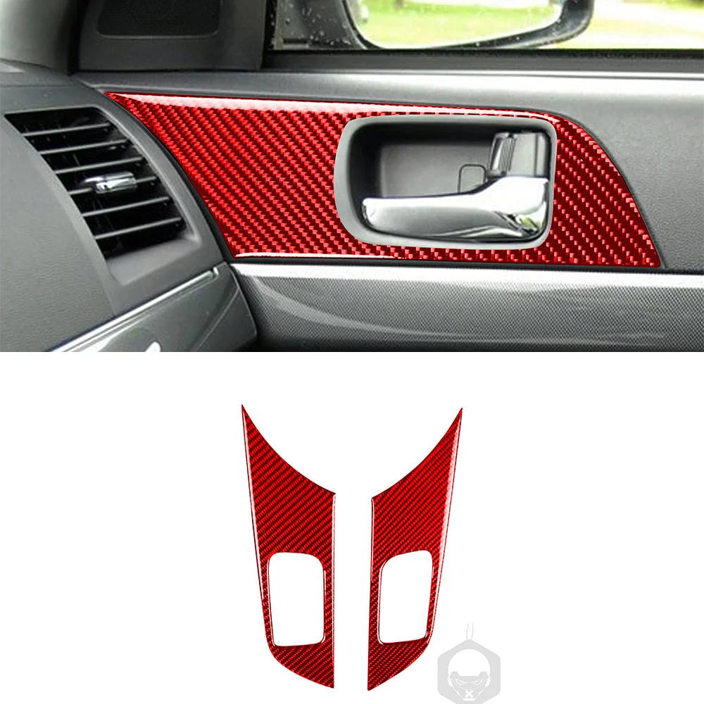 

Декоративная панель на дверную ручку, наклейка, наклейка, отделка для Mitsubishi Lancer EVO 2008-2015, аксессуары для салона автомобиля, углеродное волокно