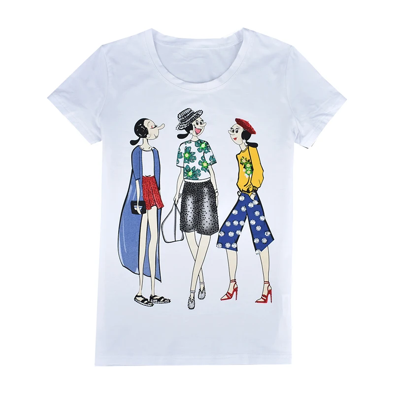 

Женская футболка с коротким рукавом, принтом и блестками